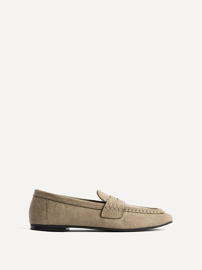 Edition Taupe Faux Suede Penny Loafers