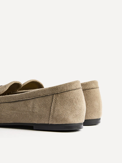 Edition Taupe Faux Suede Penny Loafers