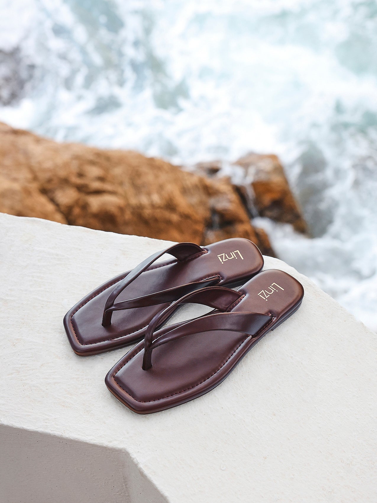 Element Burgundy Toe Post Flat Sandals