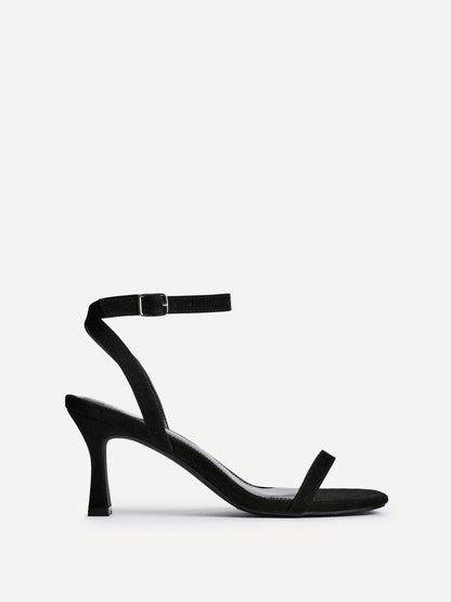 Elevate Black Faux Suede Barely There Heels