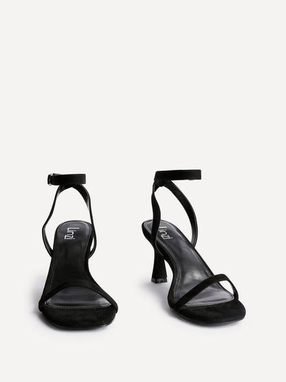 Elevate Black Faux Suede Barely There Heels