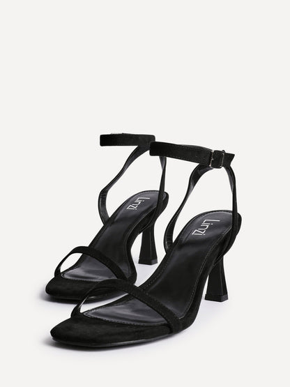 Elevate Black Faux Suede Barely There Heels