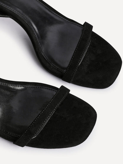 Elevate Black Faux Suede Barely There Heels