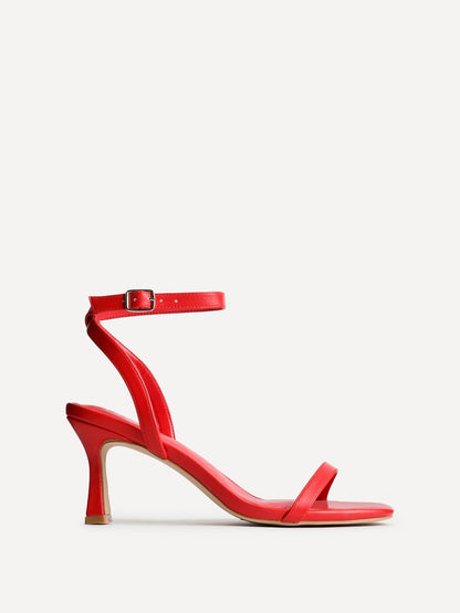 Elevate Red Faux Leather Barely There Heels