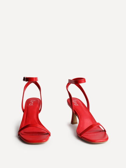 Elevate Red Faux Leather Barely There Heels
