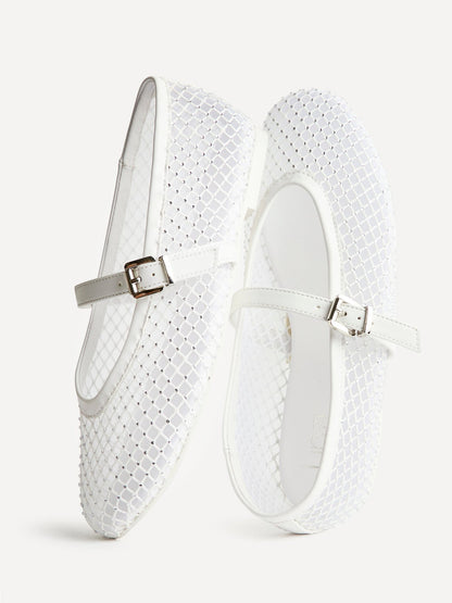 Elise Bridal Diamante Mesh Mary Jane Pumps