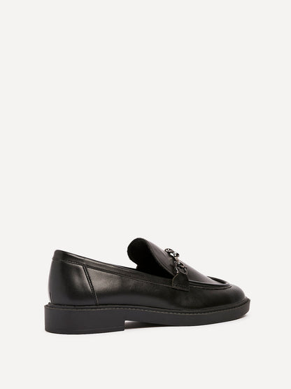 Elite Black Faux Leather Loafers