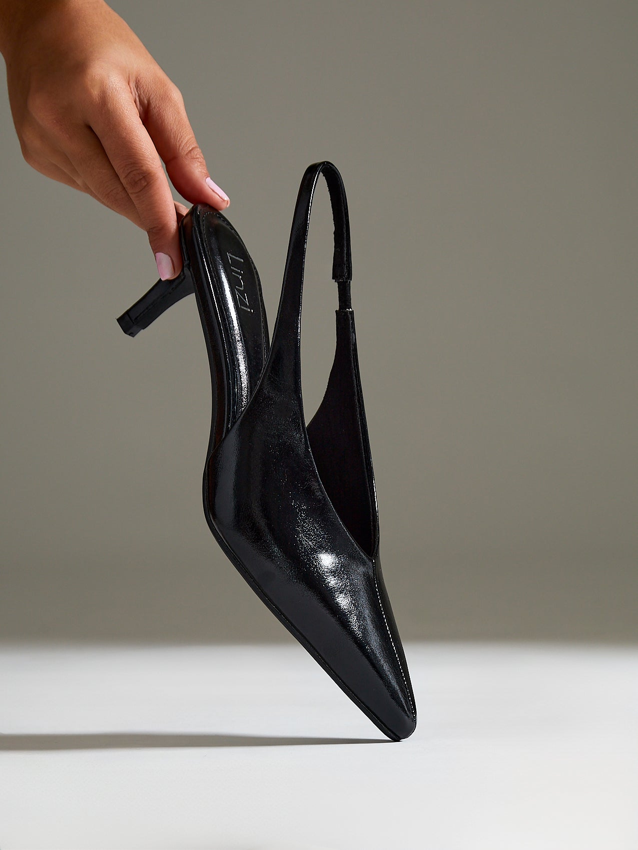 Eliza Black Faux Leather Court Heels