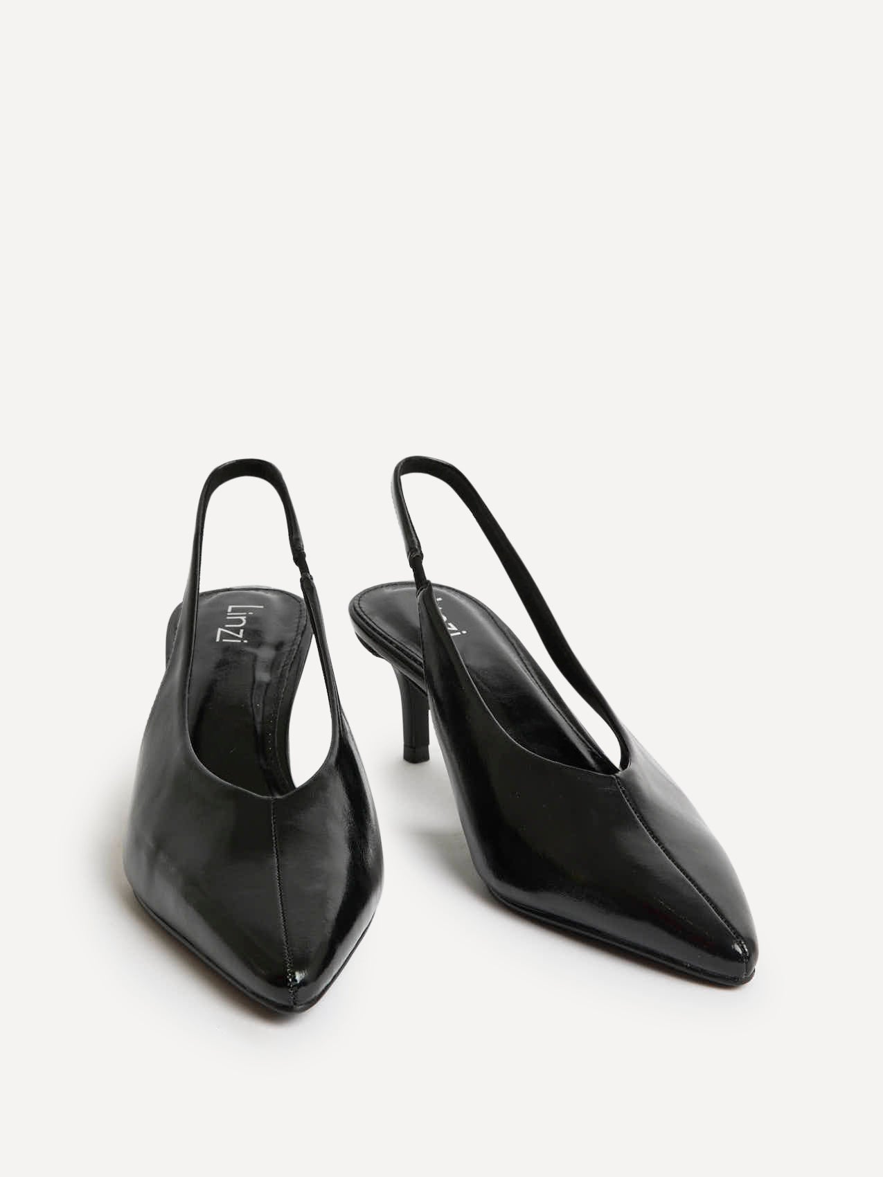 Eliza Black Faux Leather Court Heels