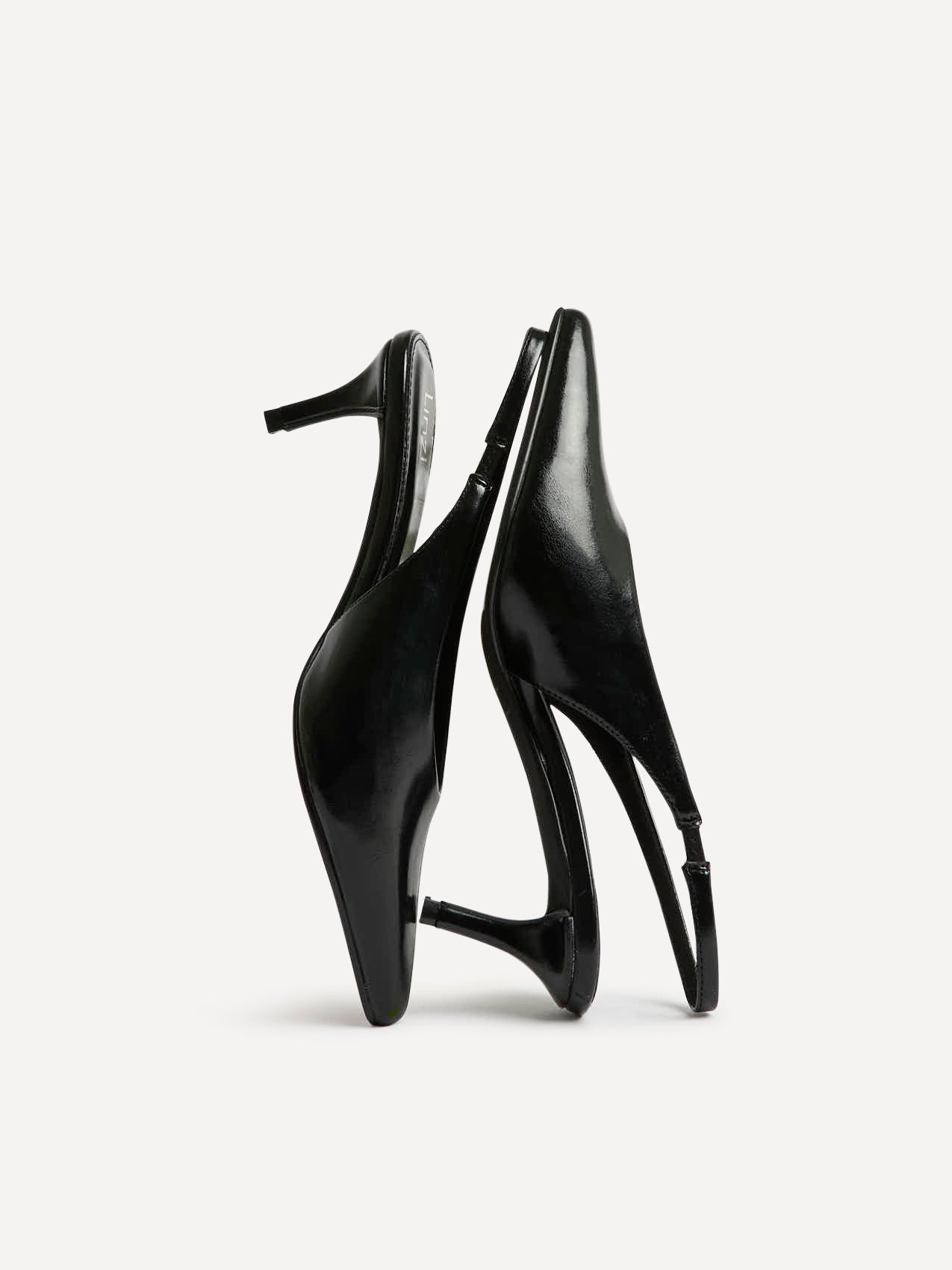 Eliza Black Faux Leather Court Heels