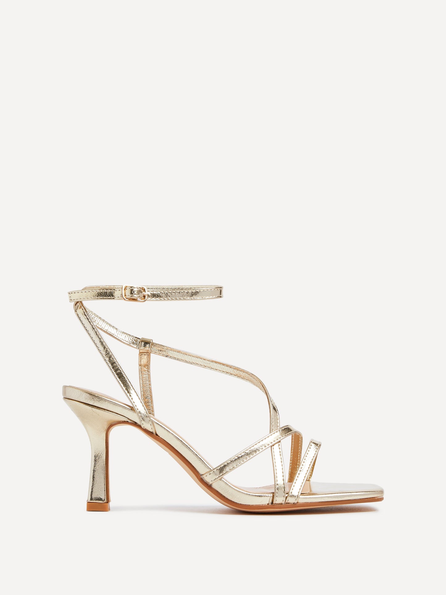 Ella Gold Faux Leather Strappy Heels