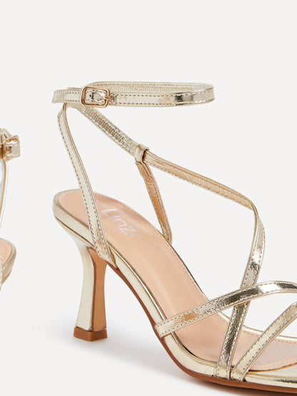 Ella Gold Faux Leather Strappy Heels