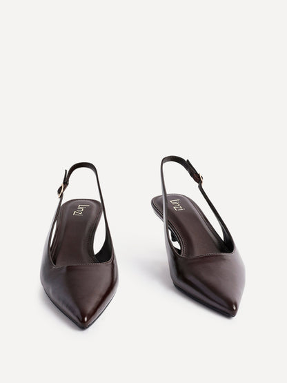 Elvira Brown Faux Leather Kitten Court Heels