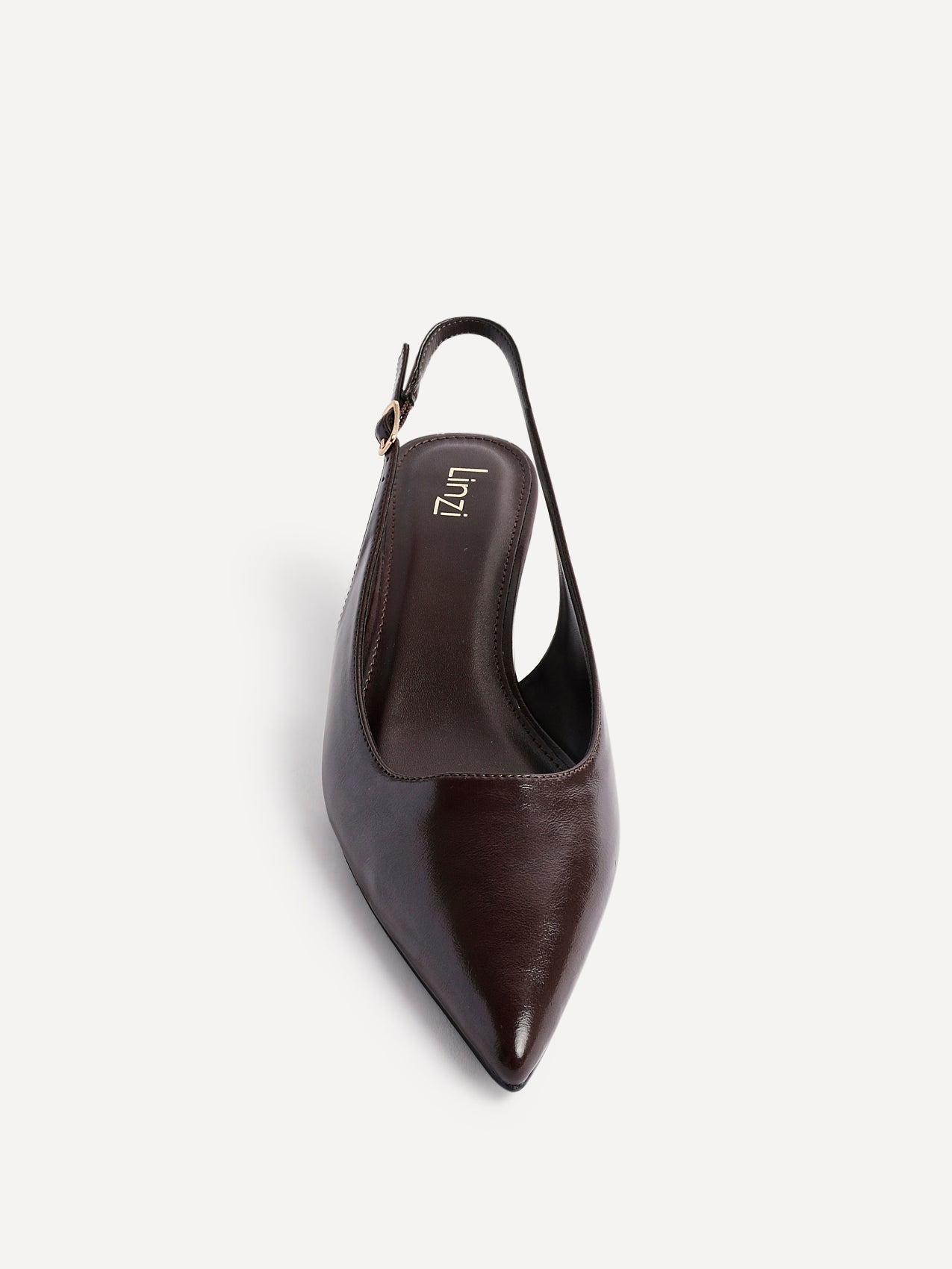 Elvira Brown Faux Leather Kitten Court Heels