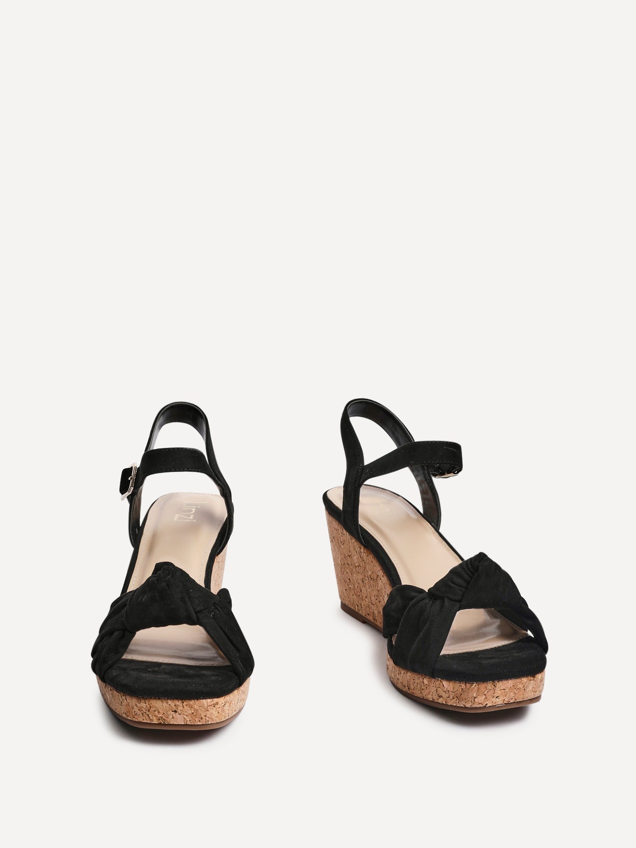 Elyah Black Faux Suede Cork Wedges