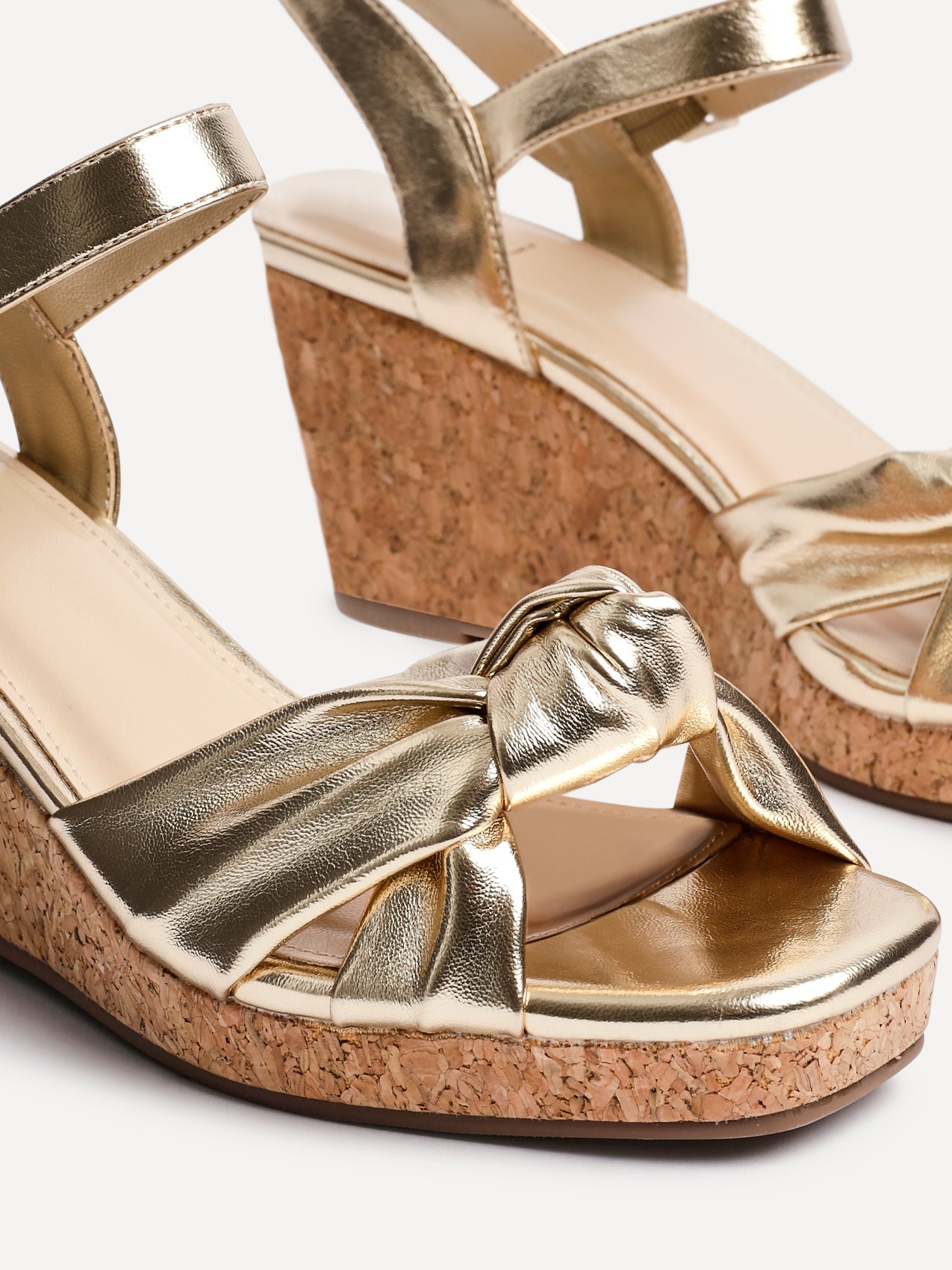 Elyah Gold Faux Leather Cork Wedges