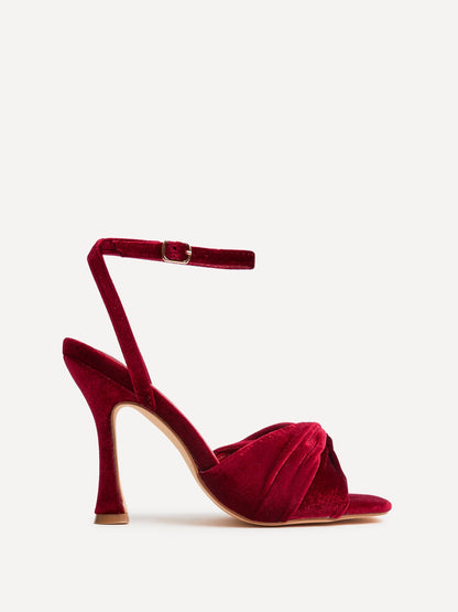Emery Red Velvet High Heels