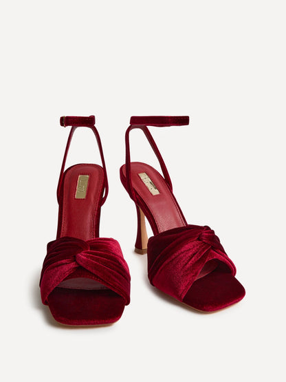 Emery Red Velvet High Heels