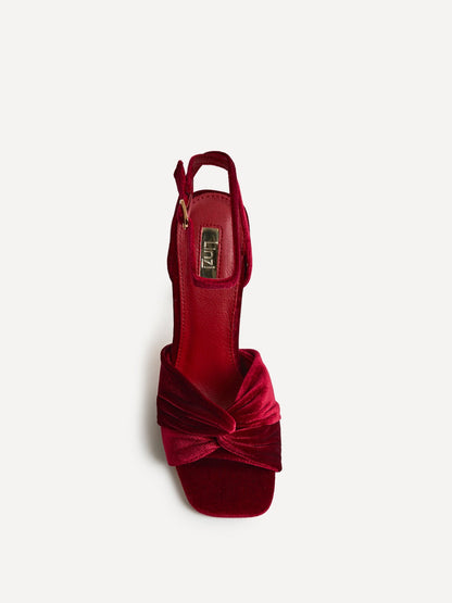 Emery Red Velvet High Heels