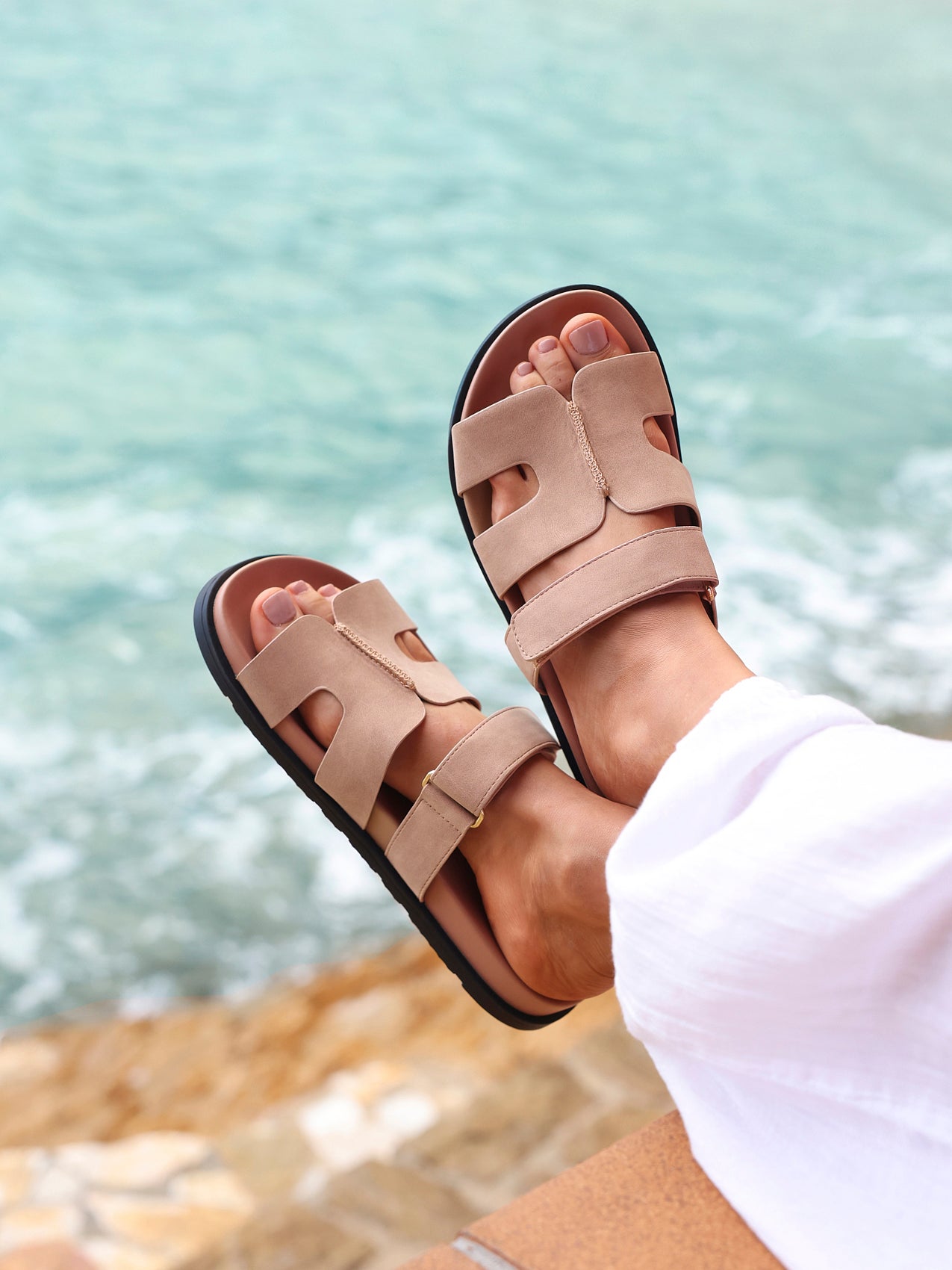 Emmy Dusky Pink Faux Nubuck Sandals