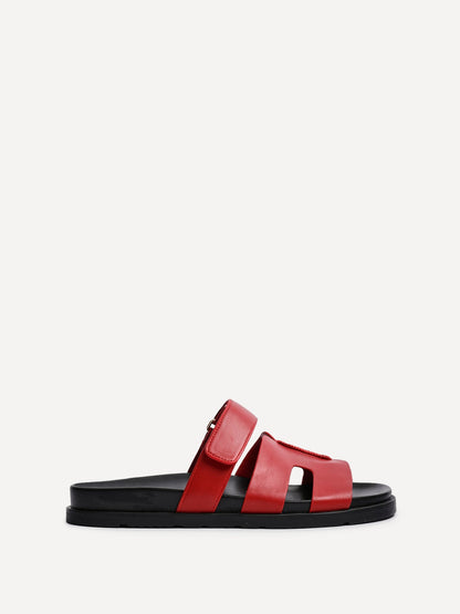 Emmy Red Faux Leather Sandals