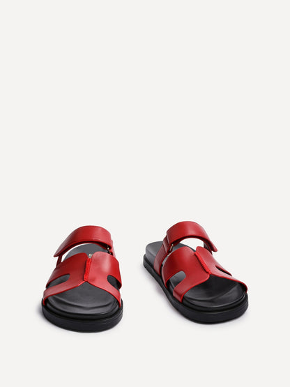 Emmy Red Faux Leather Sandals