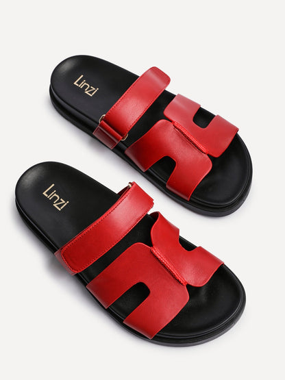 Emmy Red Faux Leather Sandals