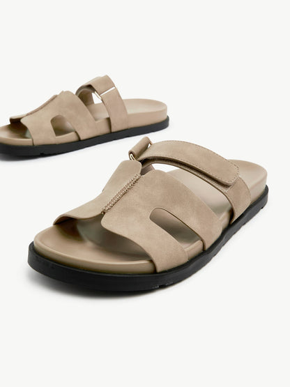 Emmy Taupe Faux Nubuck Sandals