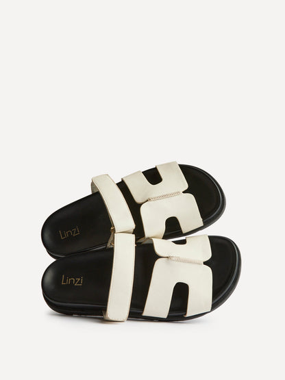Emmy White Faux Leather Sandals