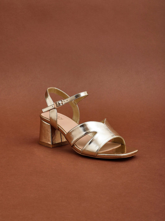 Empire Wide Fit Gold Block Heels