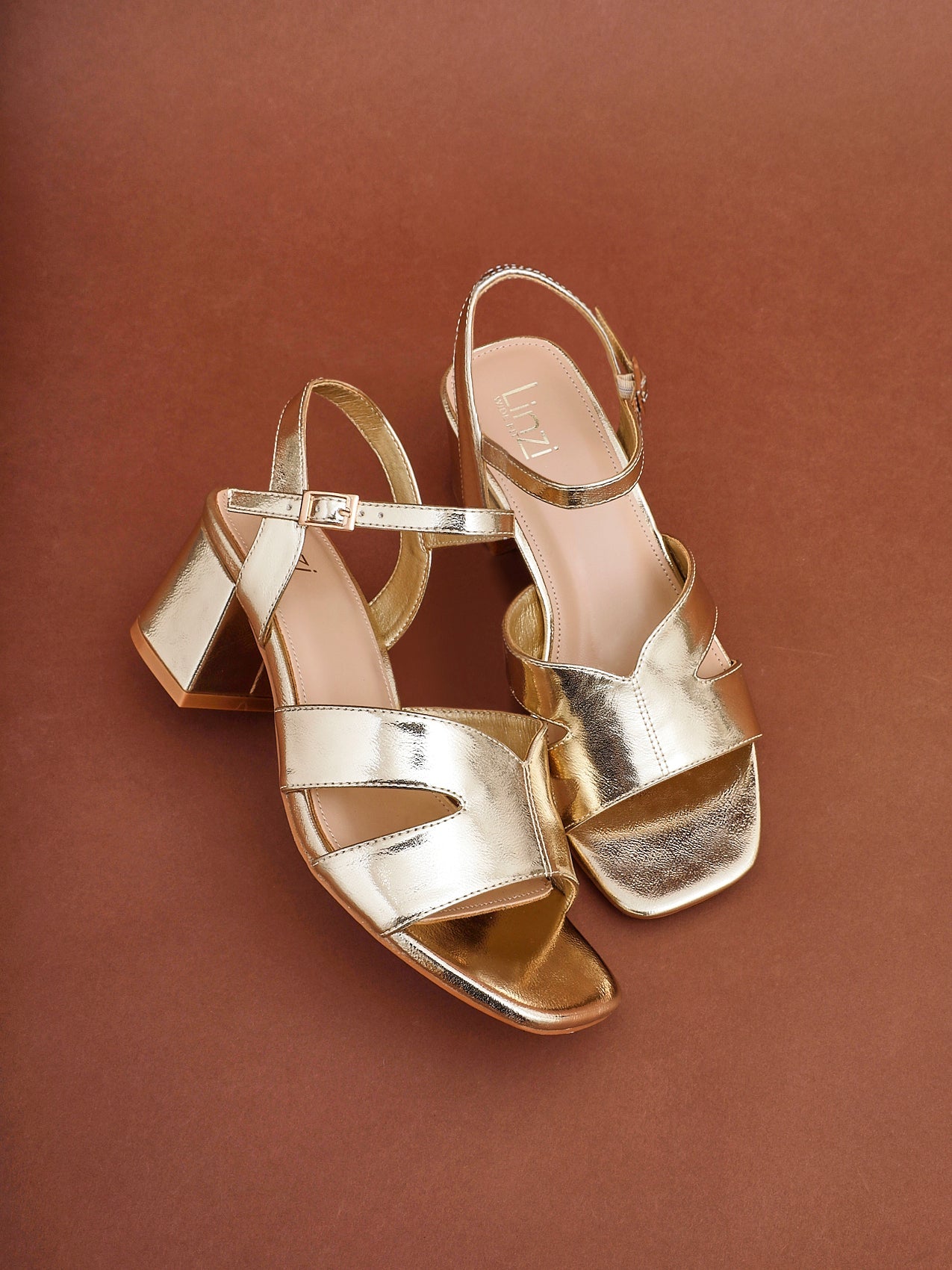 Empire Wide Fit Gold Block Heels