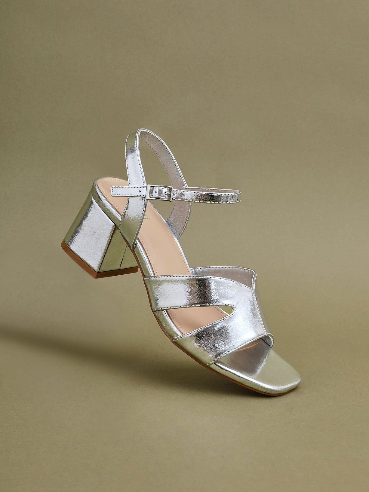 Empire Wide Fit Silver Block Heels