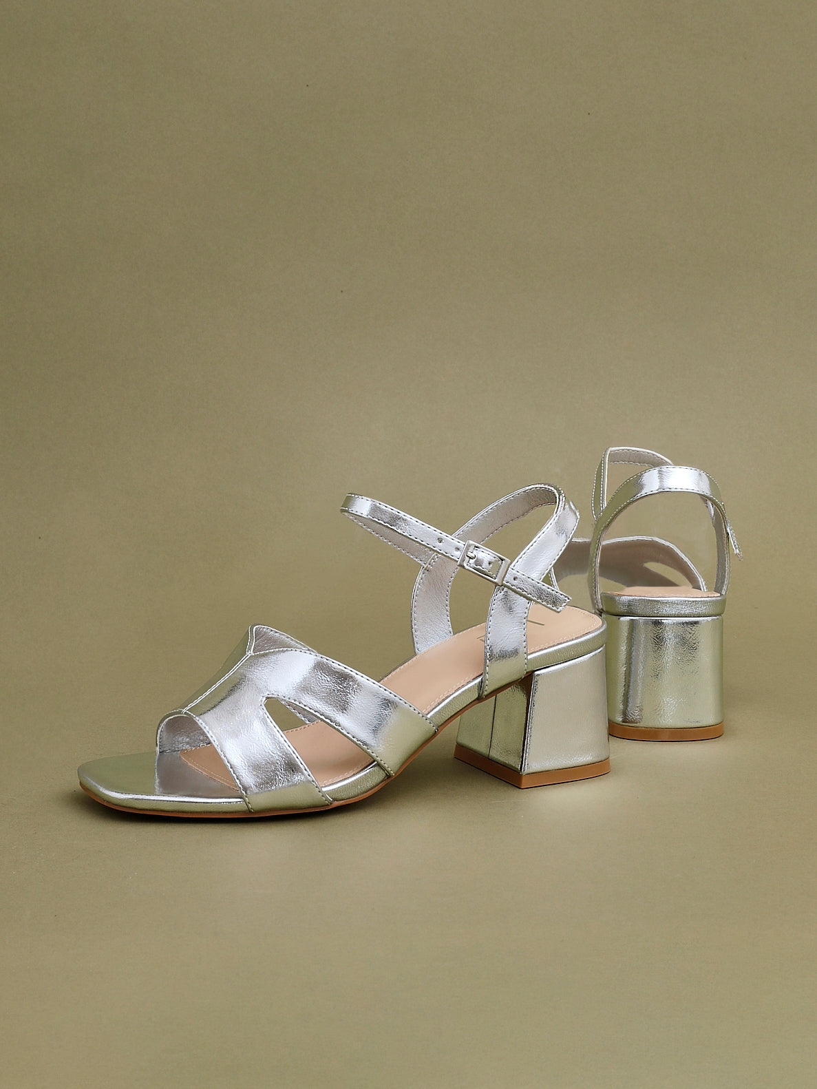 Empire Wide Fit Silver Block Heels