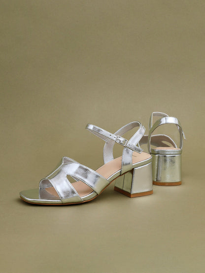 Empire Wide Fit Silver Block Heels