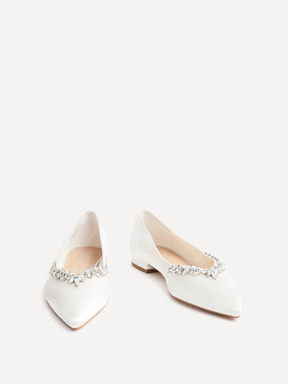 Endless Bridal Ivory Satin Pointed Pumps
