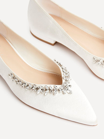 Endless Bridal Ivory Satin Pointed Pumps