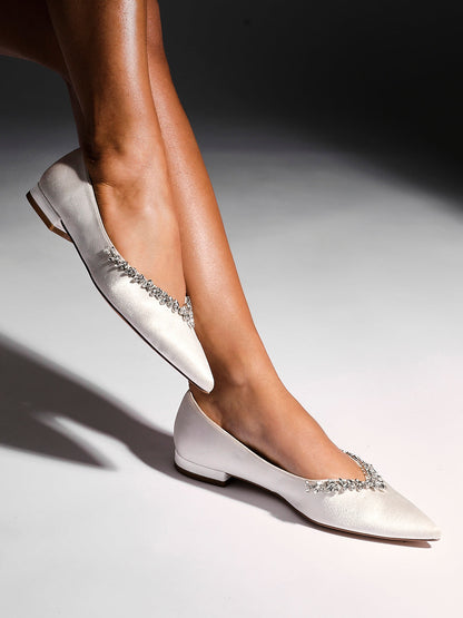 Endless Bridal Ivory Satin Pointed Pumps