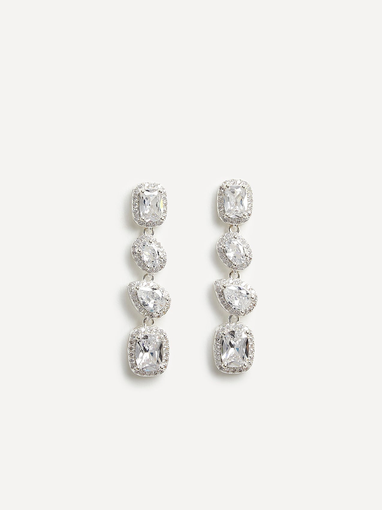 Entwined Silver Crystal Drop Earrings