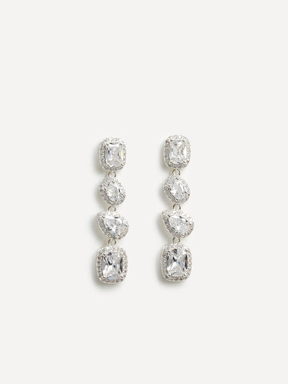 Entwined Silver Crystal Drop Earrings