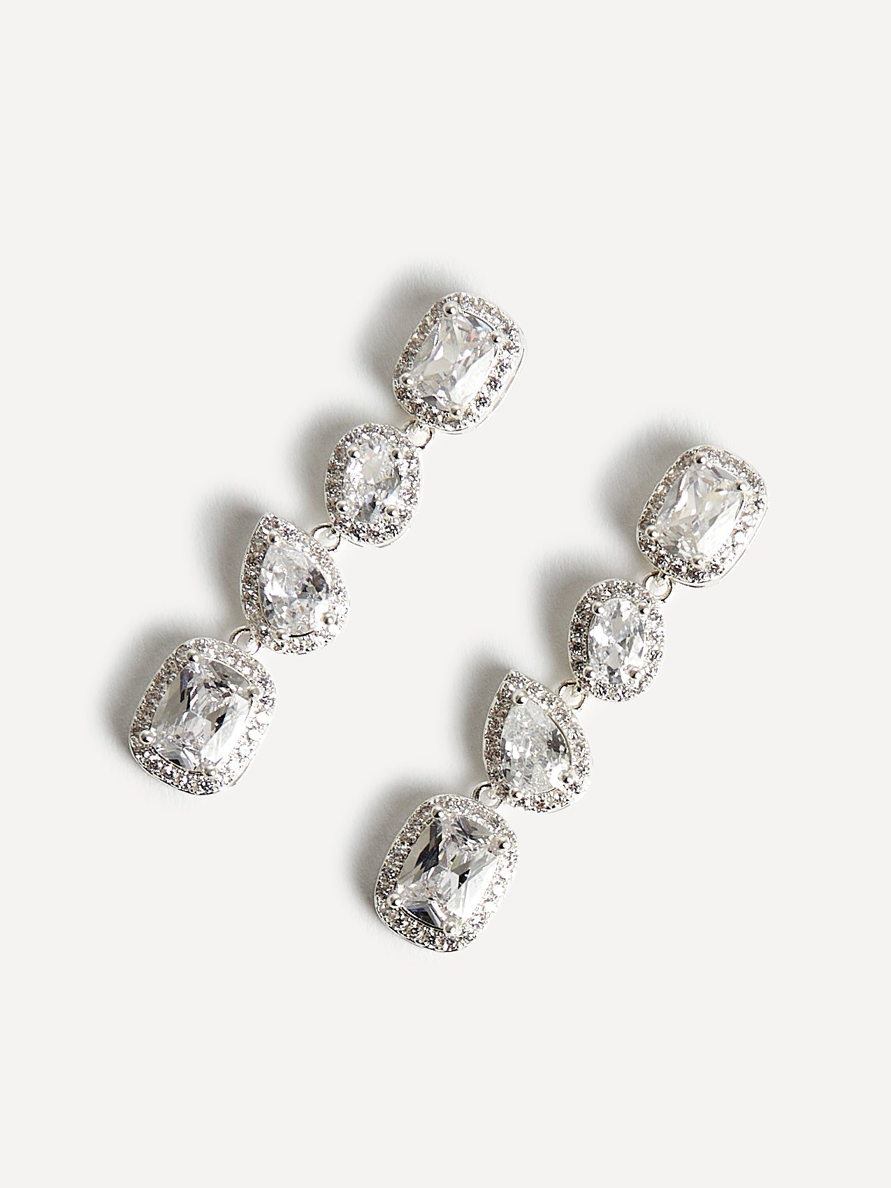 Entwined Silver Crystal Drop Earrings