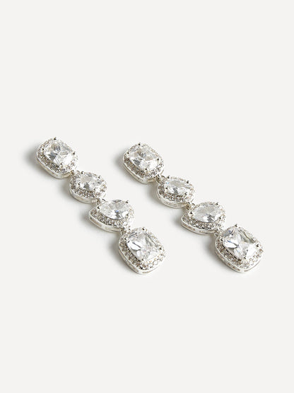 Entwined Silver Crystal Drop Earrings