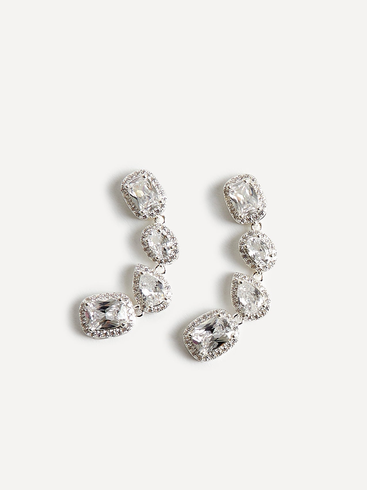 Entwined Silver Crystal Drop Earrings