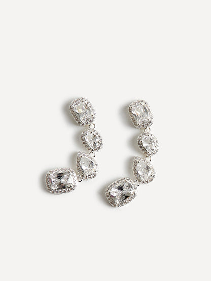Entwined Silver Crystal Drop Earrings