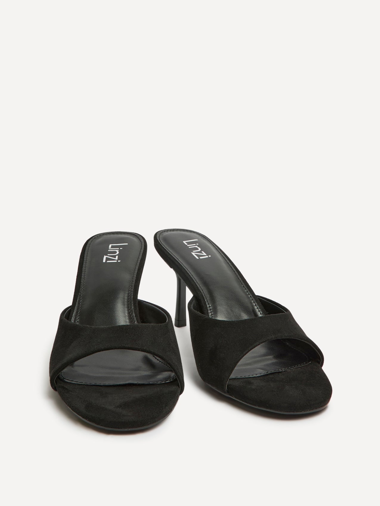 Erin Black Faux Suede Mule Heels