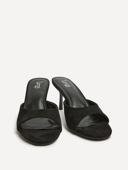 Erin Black Faux Suede Mule Heels