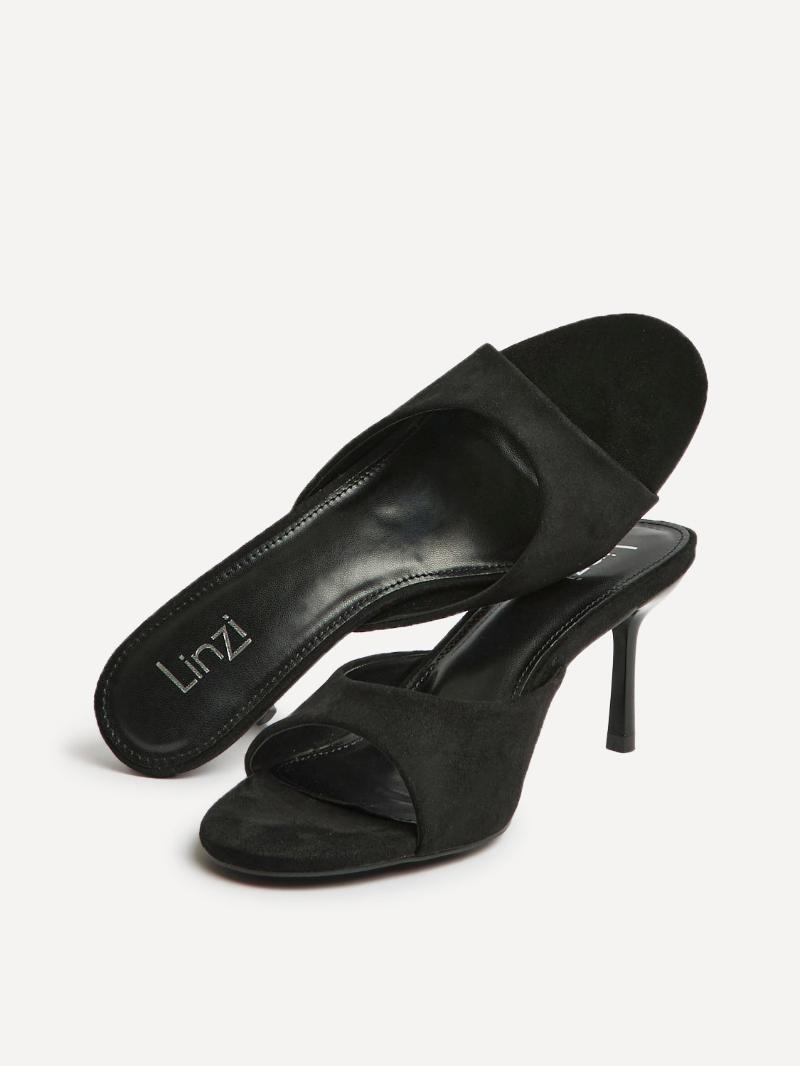 Erin Black Faux Suede Mule Heels