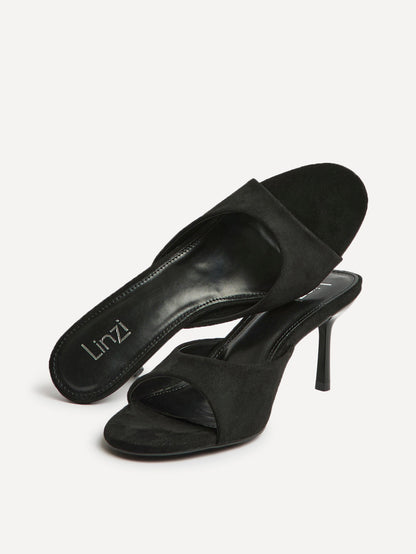 Erin Black Faux Suede Mule Heels