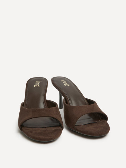 Erin Brown Faux Suede Mule Heels
