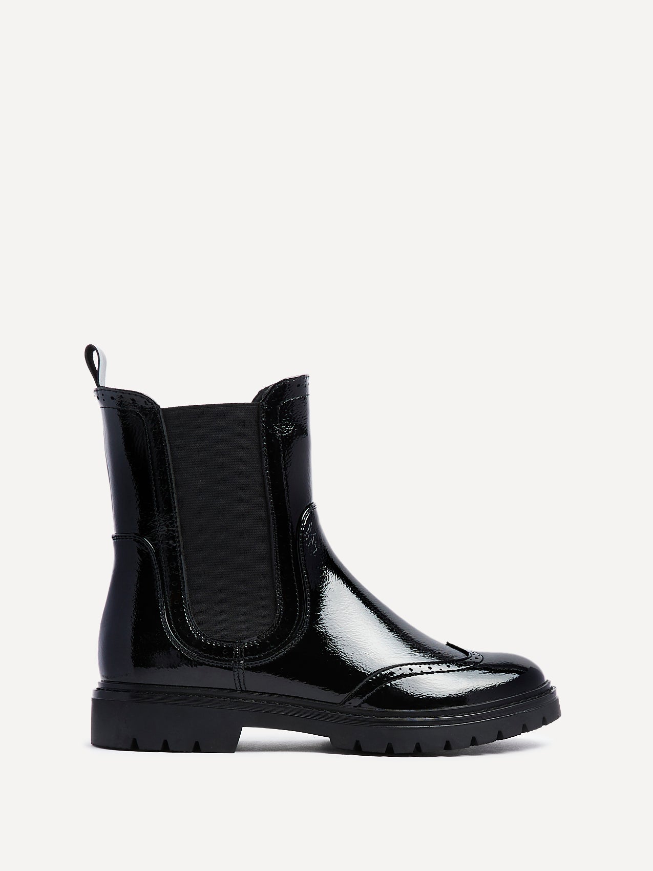 Esme Black Patent Chelsea Boots