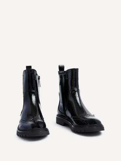 Esme Black Patent Chelsea Boots